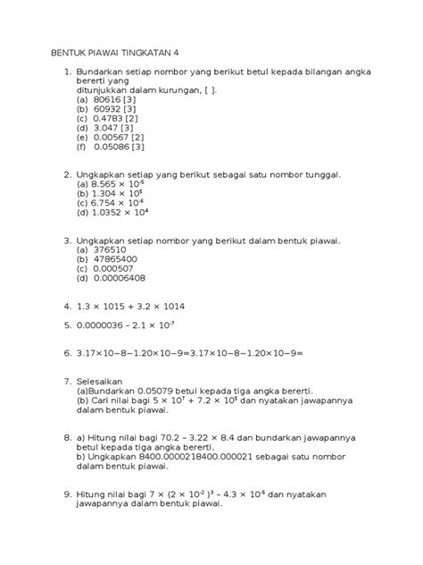 Bentuk Piawai Math Form 4