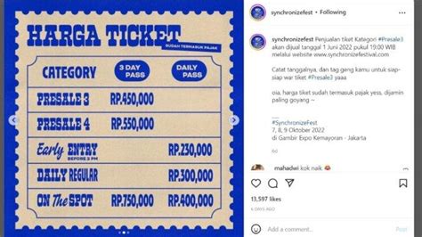 Berapa Harga Tiket Synchronize Fest 2022?