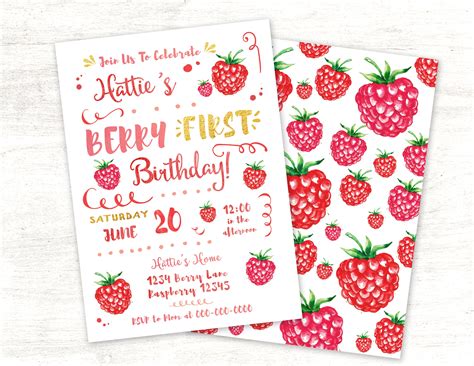 Berry First Birthday Invitation Template Free