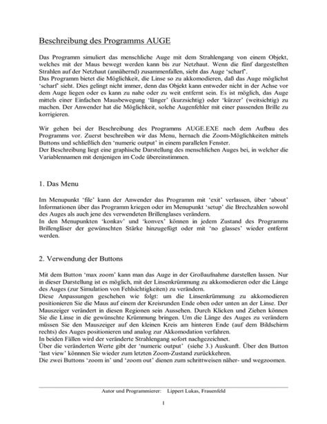 Beschreibung des Programms