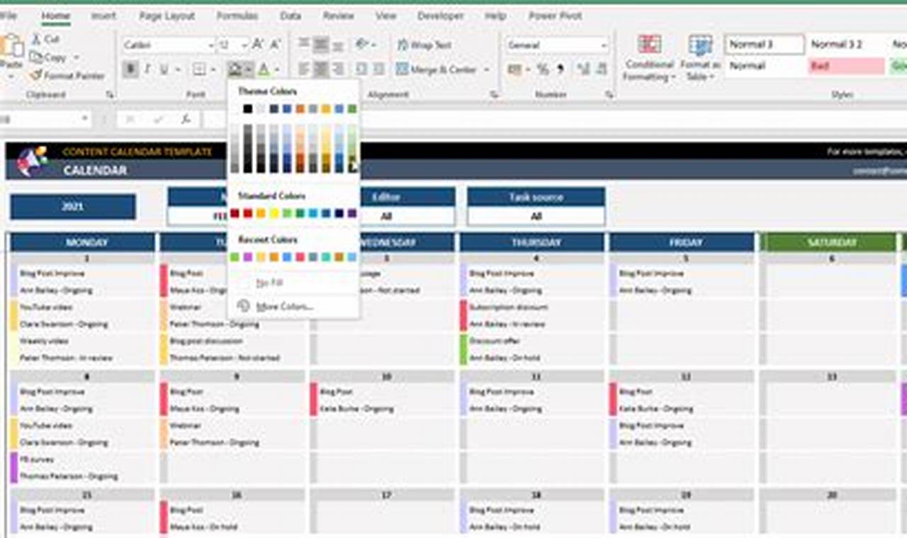 Best Excel Templates for Content Calendar Planning