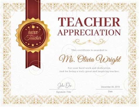 Best Teacher Award Certificates Professional Certificate Templates