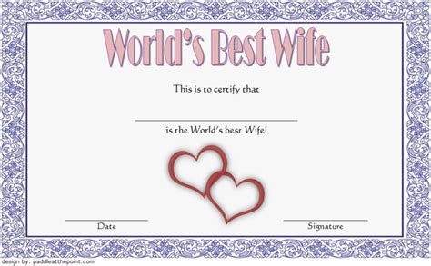 Free Printable World's Best Wife Certificates