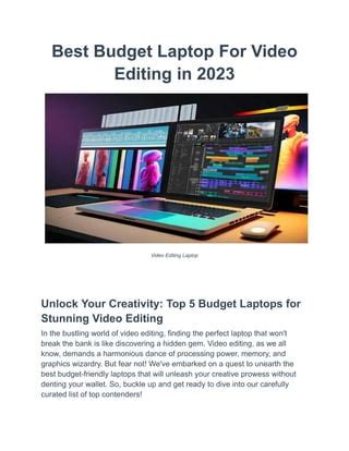 Best Budget Laptop For Video Editing 2023