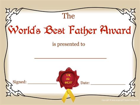 Best Dad Award Printable