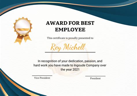Golden Best Employee Certificate Certificate Template