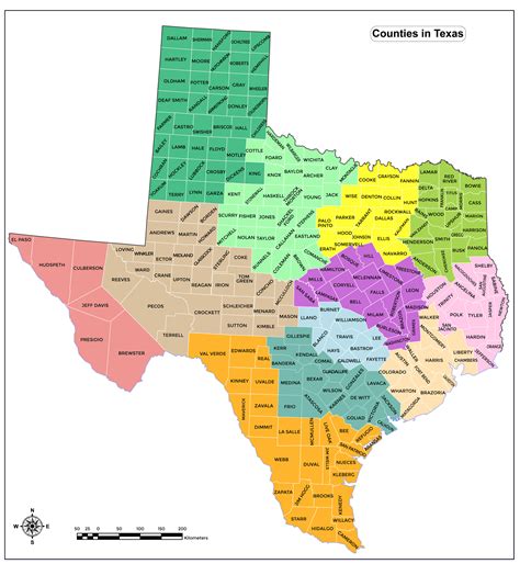 Condado de mapa de Texas (36 "W x 32.61" H) Amazon.es Oficina y papelería