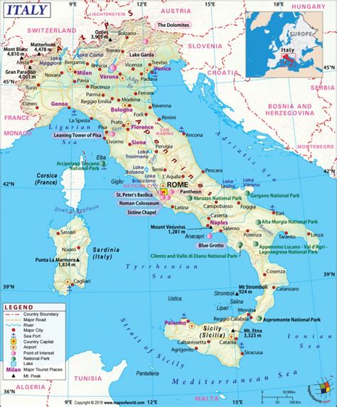 Large detailed political and administrative map of Italy with major