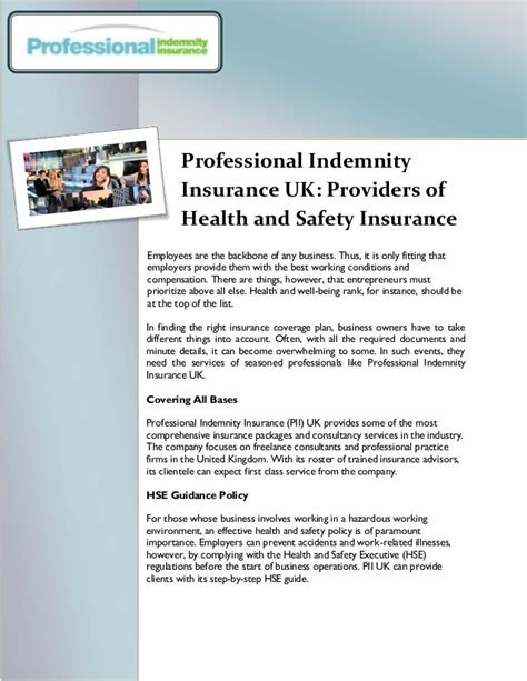 Best Professional Indemnity Insurance Uk
