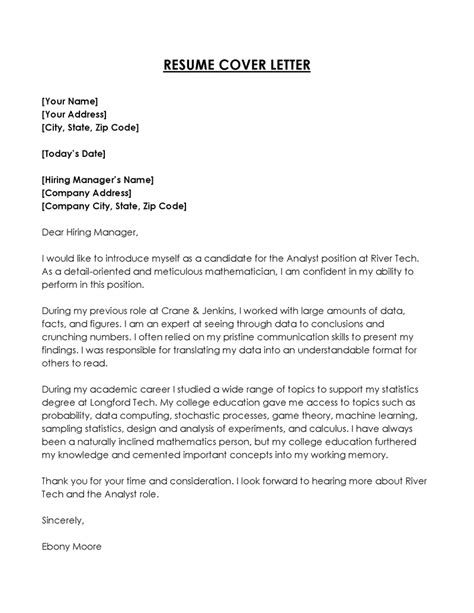 Best Resume Cover Letter Examples