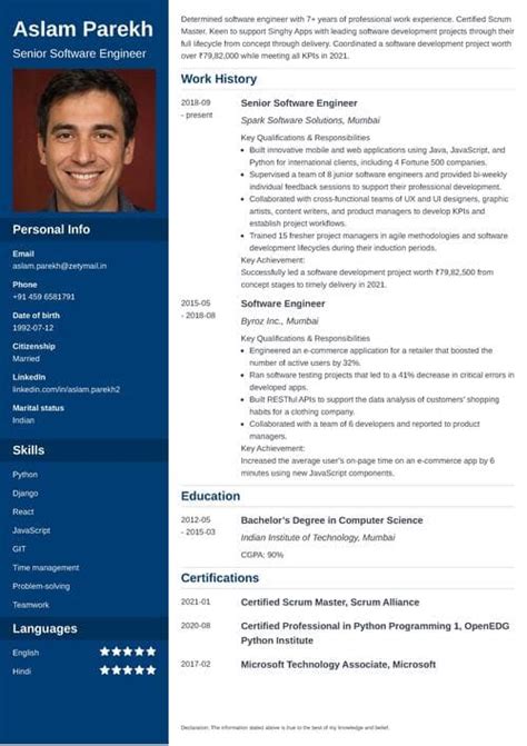Best Resume Format For Experience