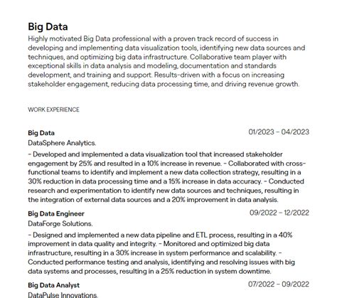 Best Resume Templates For Big Data Developers