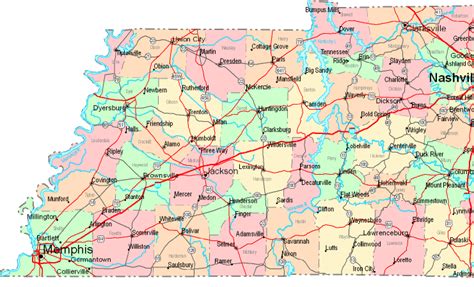Map Of Western Tennessee, Map Of The Western Part Of Tennessee, Circa
