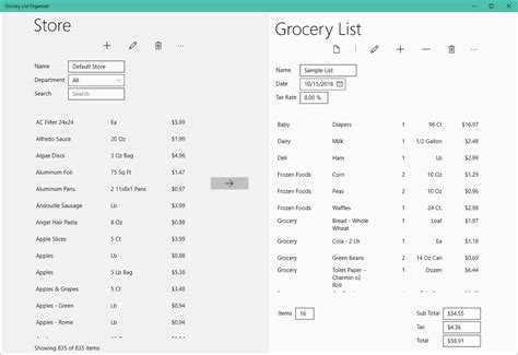Best grocery list software for Windows