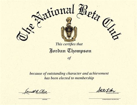 Beta Club Certificate Template