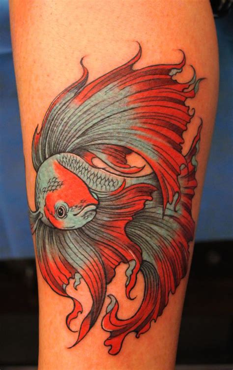 Betta fish tattoo on leg Tattoos Book 65.000 Tattoos