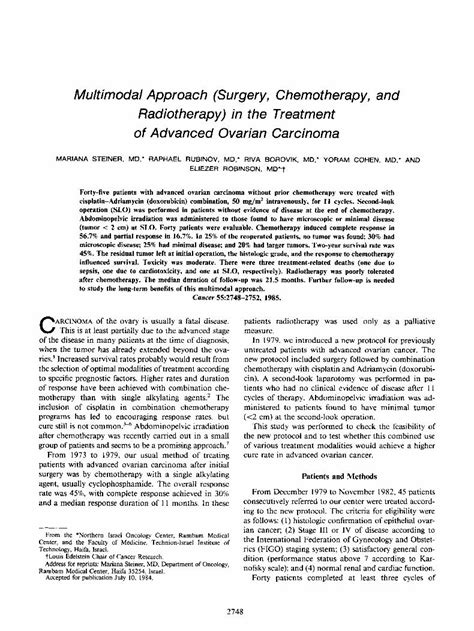 Beyond Chemotherapy: A Multimodal Approach