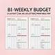 Bi Weekly Budget Planner Printable
