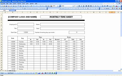 Time Card Spreadsheet with regard to Bi Monthly Timesheet Template
