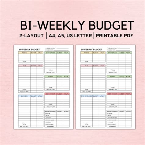 Bi Weekly Budget Planner Printable