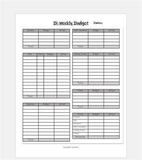 Bi-Weekly Budget Template