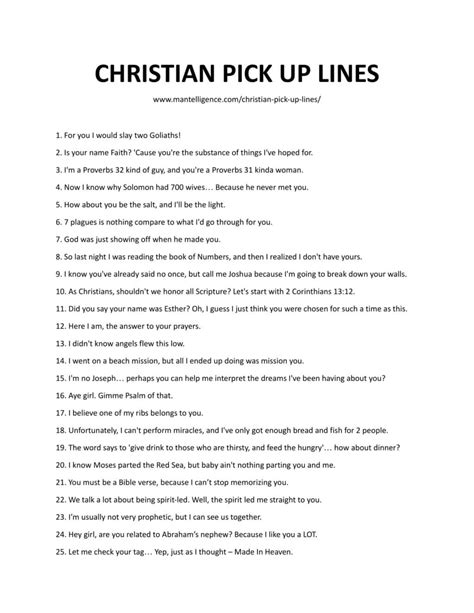 Bible Pick Up Lines