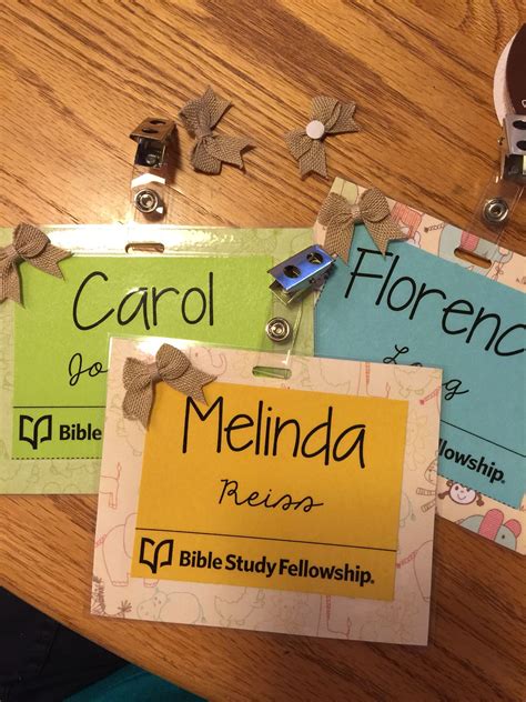 Bible Study Fellowship Name Tag Template