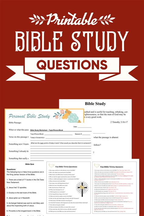 Bible Study Worksheets Printable