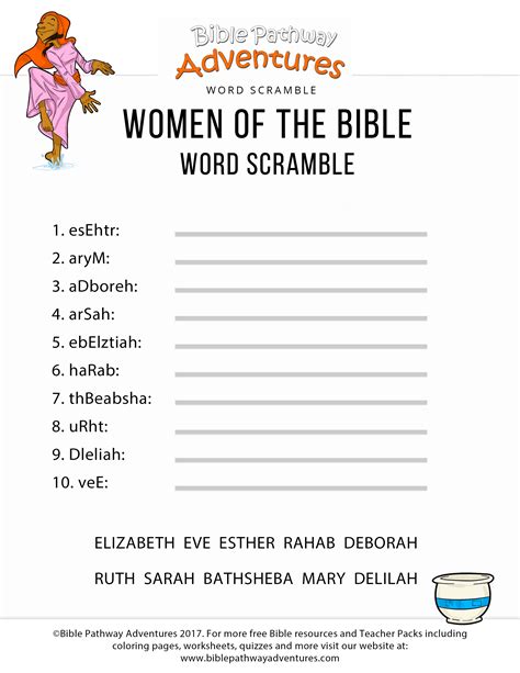 Bible Word Scramble Printable