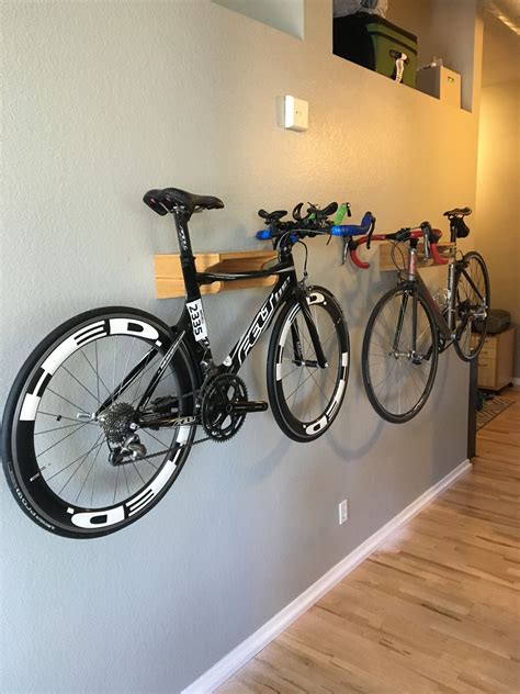 Garage organization wood bicycle rack. DIY wall bike rack Bike rack