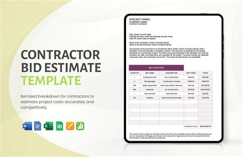 Bid Estimate Template