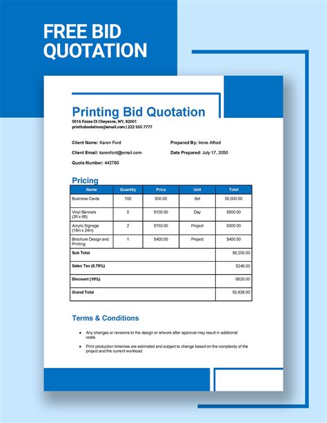 Bid Quote Template