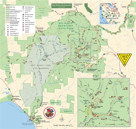 Big Basin Redwoods State Park Trail Map Boulder Creek California