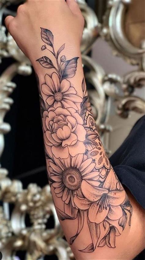 Large vintage floral temporary tattoo Rose tattoos