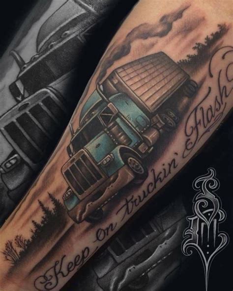 Patrick with a Big Rig Truck tattoo. Truck tattoo