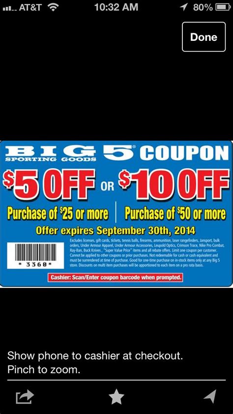 Big 5 Printable Coupon $10 Off $30