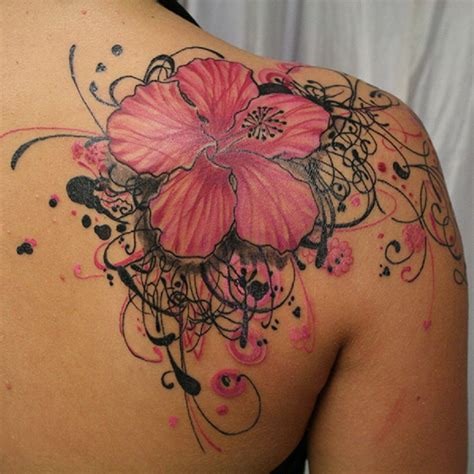 Fantastic painted big beautiful flowers tattoo on sleeve