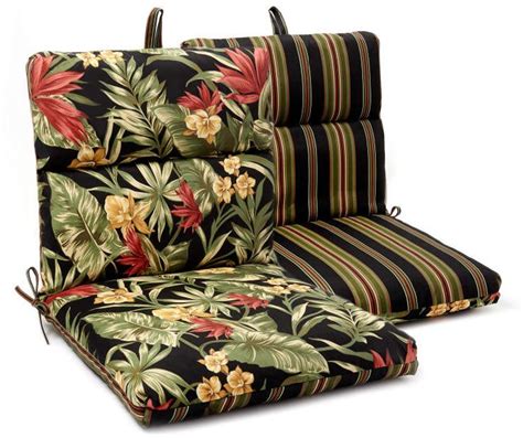 Sunset Ebony Tropical & Stripe Reversible Outdoor Chair Cushion Big Lots Outdoor chair