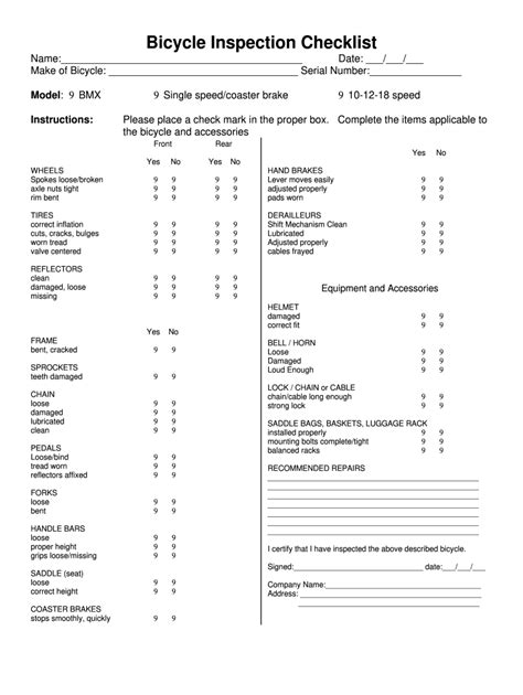 Bike Inspection Checklist