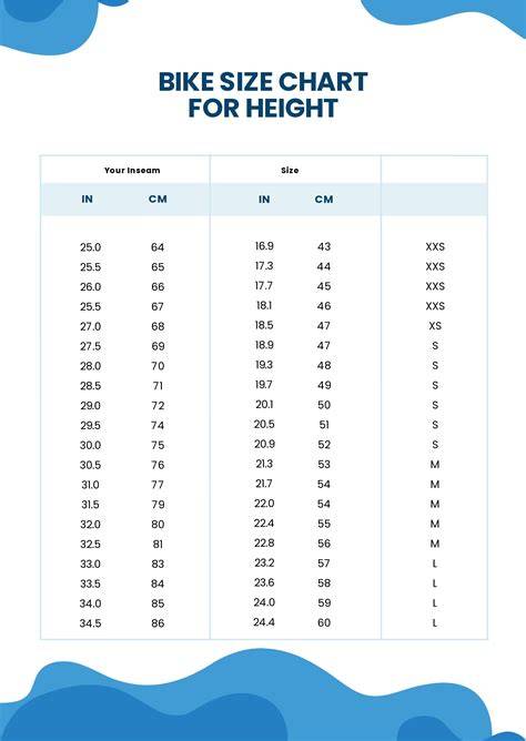 Bike Size By Height Chart