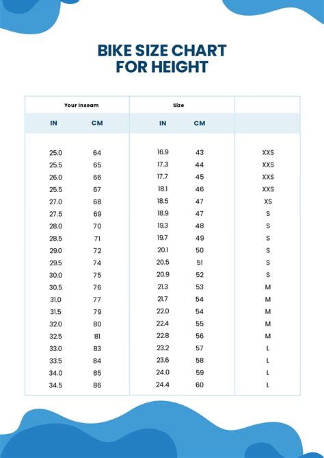 Bike Size Height Chart