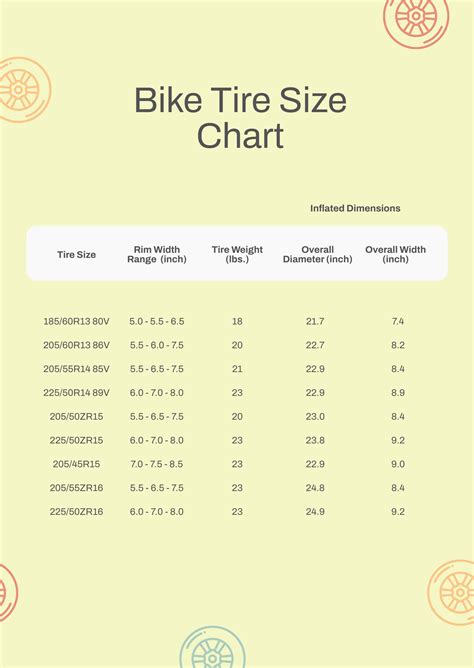 Bike Tire Size Chart Height