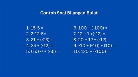 Bilangan Bulat Contoh Soal
