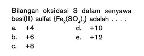 Bilangan Oksidasi Fe2(SO4)3