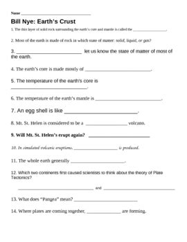 Bill Nye Earth's Crust Worksheet – Helping Kids Learn About Earth's Layers