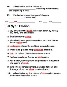 Bill Nye Erosion Worksheet