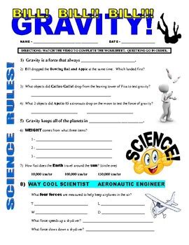 Bill Nye Gravity Worksheet