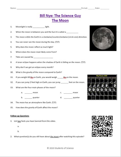 Bill Nye The Moon Worksheet