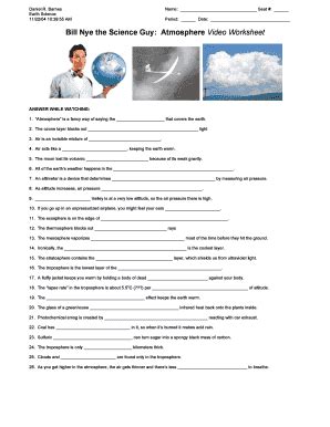 Bill Nye The Science Guy Atmosphere Worksheet Answers