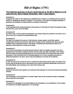 Bill Of Rights 1791 Worksheet Answers